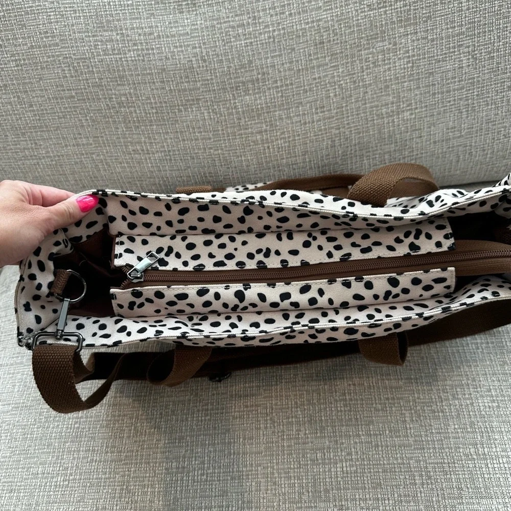 Stylish Brown and Black Animal Print Dot Women's Bag